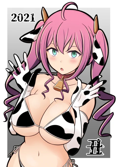 あけおめことよろ牛柄ビキニ 