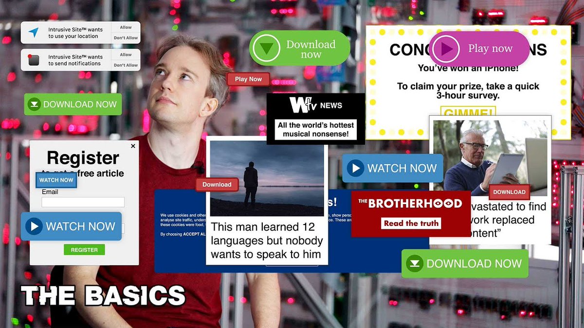 Tom Scott - Why The Web Is Such A MessSeriously! It's a mess! I think about this video nearly once a day because I see popups like this constantly. Between this and the YouTube copyright video, I really dug what  @tomscott had to say this year.