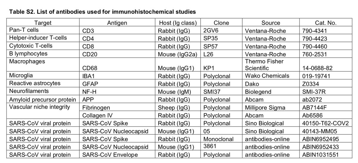 13/ The Main Point:"Multifocal microvascular injury was observed in the brain and olfactory bulbs by means of MR microscopy, histopathological evaluation and immunohistochemistry analysis of corresponding sections without evidence of viral infection."  #Covid  #coronavirus