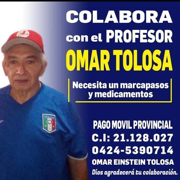 dccolectivo's tweet photo. Profesor de educación física con más de 40 años de servicio. Todavía activo en el Colegio Diocesano Barquisimeto. Ayer sufrió un infarto y está hospitalizado en el Luis Gómez López. Necesita un marcapasos https://t.co/BW1o7OoMIU