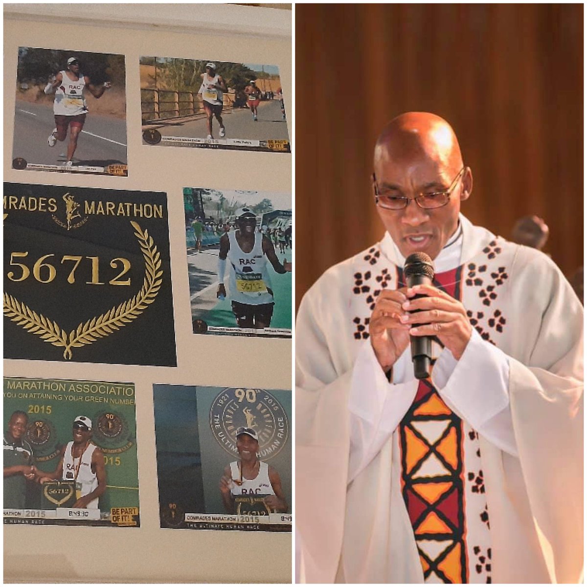 Father T's famous one-liners. At Comrades, fellow runner, Leanne, left her chip at home..compulsory for tracking & results. Frustrated, she asks "Father T, why didn't God remind me to pack my chip?" Father T pauses then "Leanne, God gave you a brain, you should have used it." 