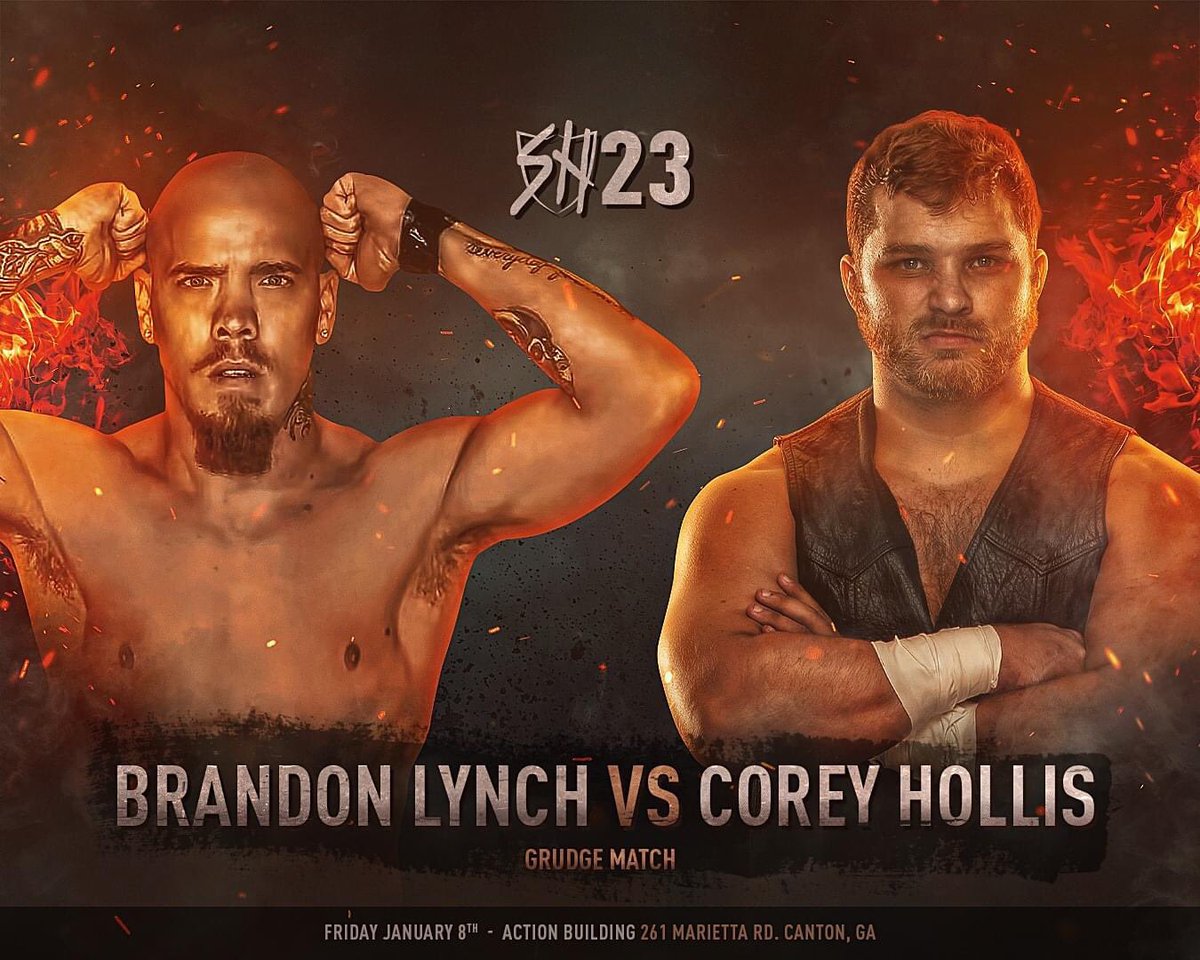 SHonorWrestling's tweet photo. On January 8th at #SHW23, after five years away from the ring, @Baniac_619 makes his return and seeks some retribution against @CoreyHollis! We all saw what Lethal Poison did to Brandon's twin brother, @theMattLynch423, at #SHW22 and now Brandon looks to settle the score! https://t.co/VjvrldiSfP