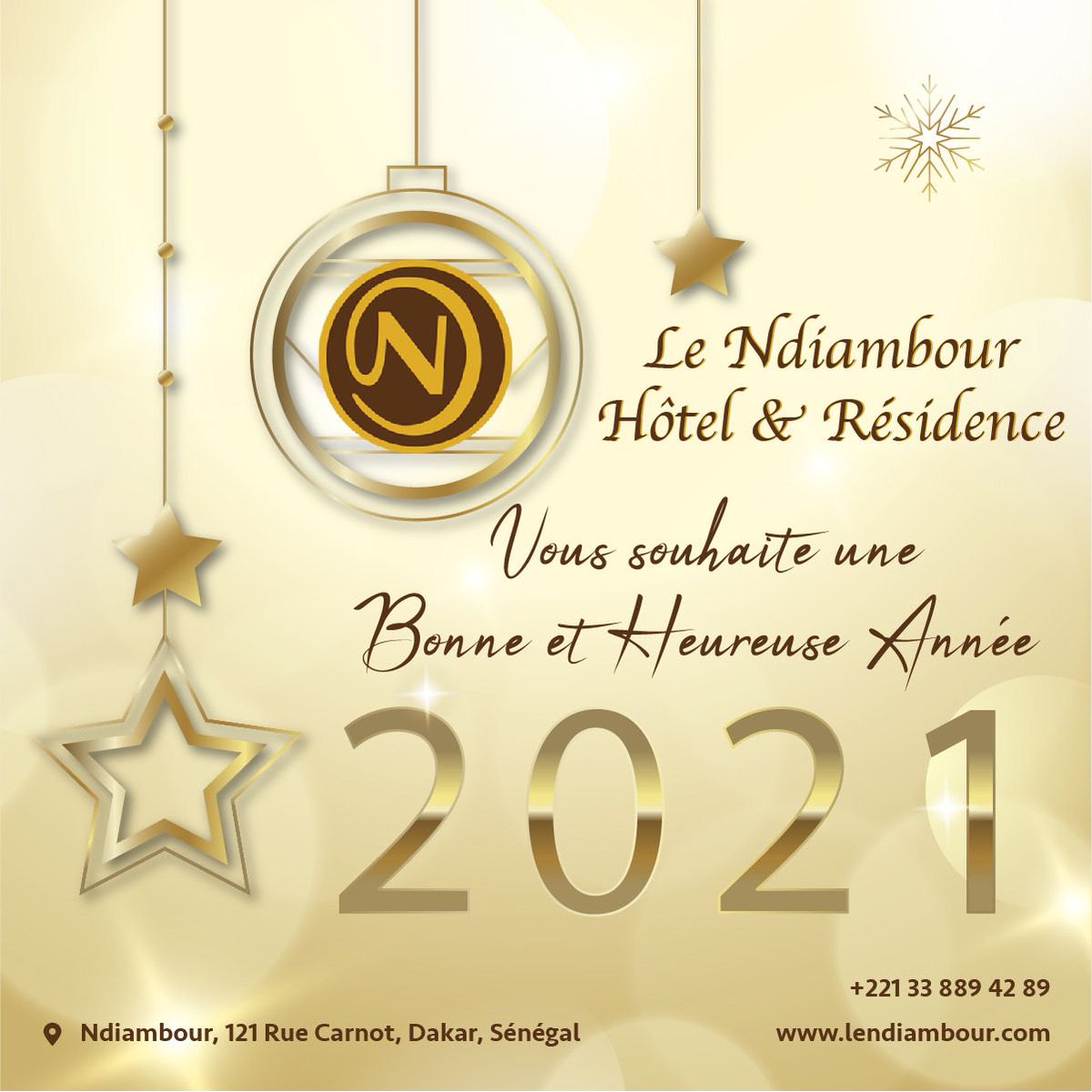 2021 : l’année de l’espoir !

À toute la nation sénégalaise et au monde entier, nous souhaitons une très bonne et heureuse année 2021, remplie de joie, de prospérité et de réussite.

#HAPPYNEWYEAR2021 #happynewyear