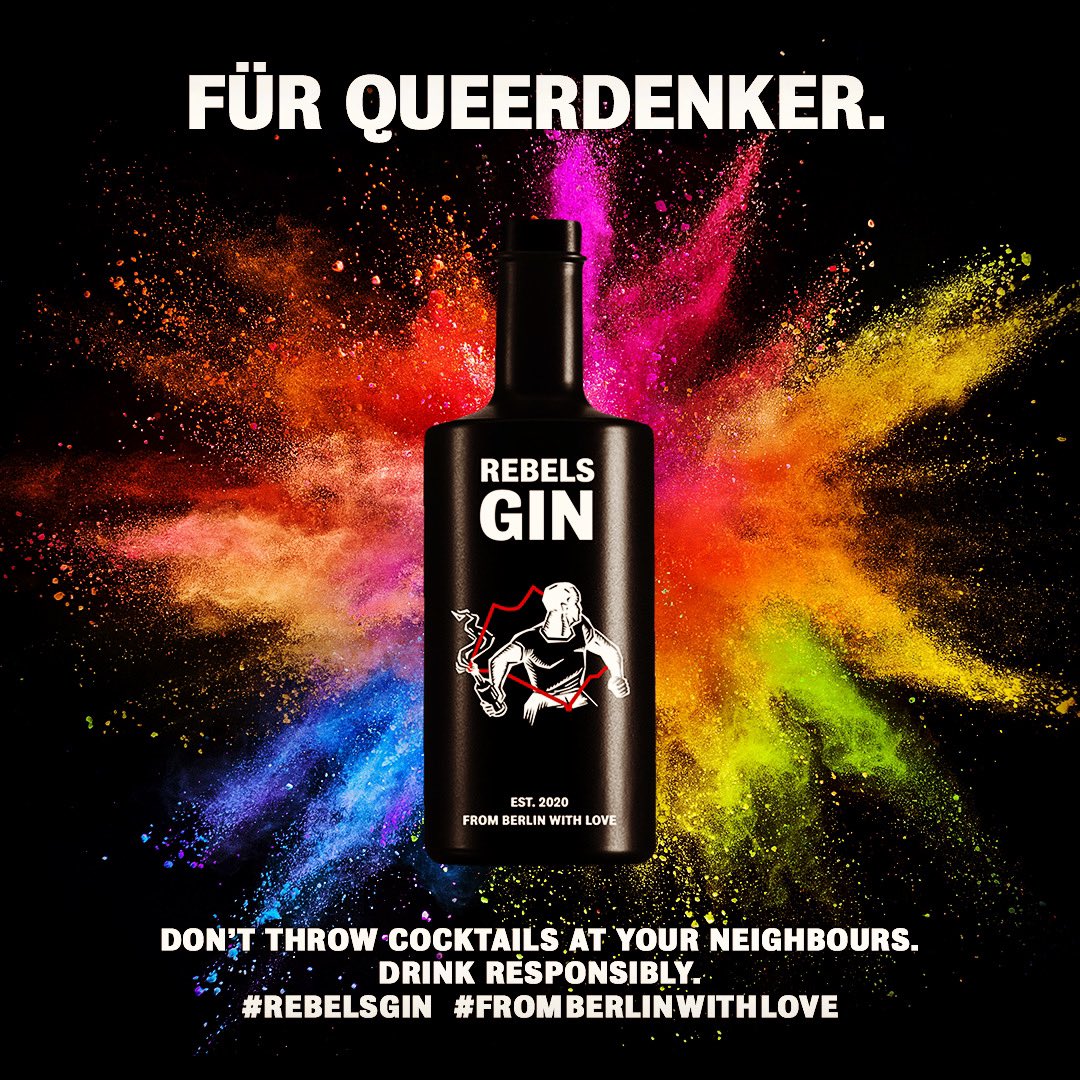 FÜR QUEERDENKER.
#FromBerlinWith🖤

#lgbtq🌈 #LGBTQIA #queerdenker #diversity #equalrights #makeitcount #rebelsgin #rebels #gin #ginandtonic #spirits #berlin #nightlife #edgy #cheeky #sexy #black #design #bedifferent
#strongertogether <a href="/csdberlin/">ChristopherStreetDay</a>