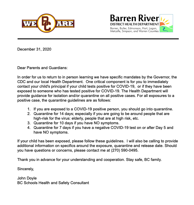 New CDC quarantine protocols are now in place. Please help us keep accurate data by notifying your school if your child has been exposed to COVID 19 or has tested positive. We appreciate your partnership in keeping everyone as safe as possible.  docs.google.com/document/d/1Dz…