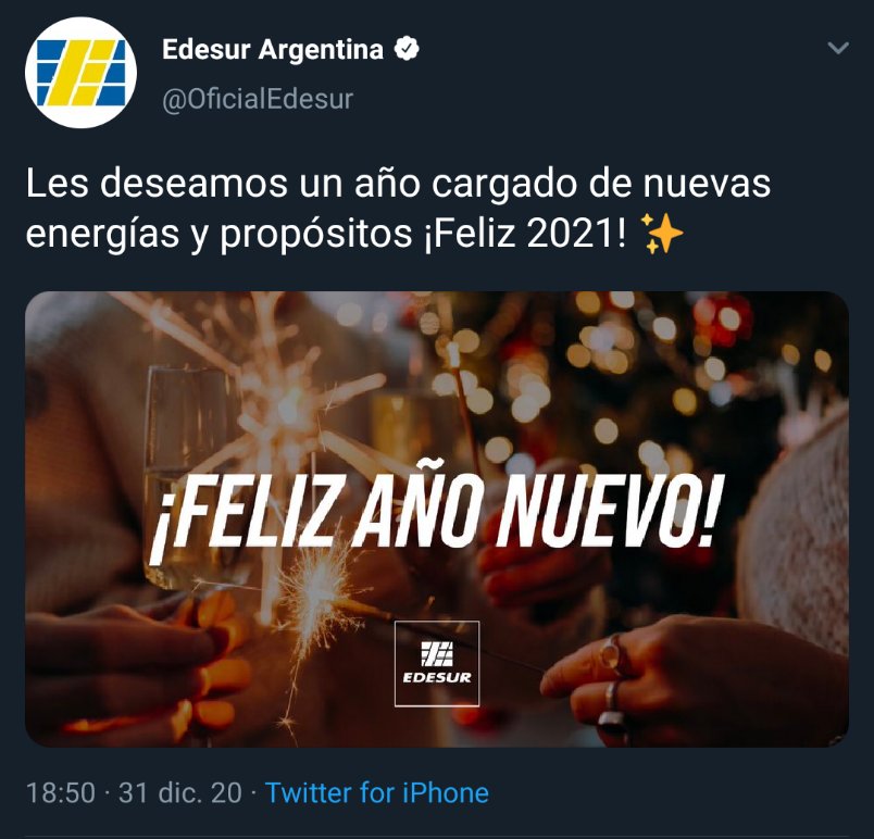 <a href="/OficialEdesur/">Edesur Argentina</a> <a href="/eldestapeweb/">El Destape</a> <a href="/C5N/">C5N</a> En el barrio de Flores sin luz y Edesur te dice que la pases felíz...