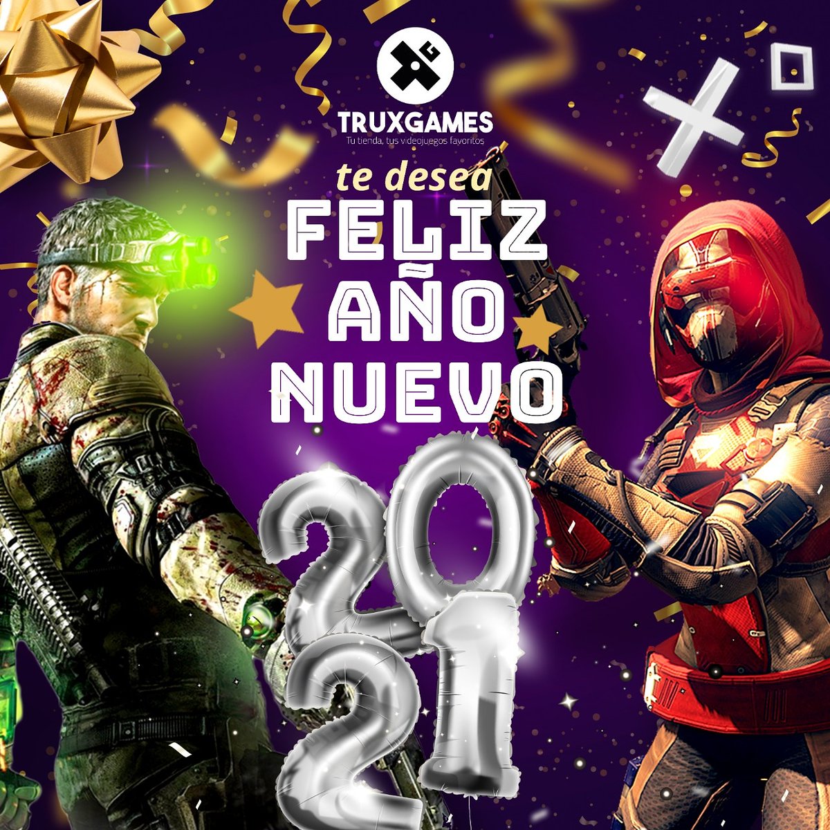 truxgames's tweet photo. 🥳 La familia TRUXGAMES te desea #FelizAñoNuevo2021 ⭐ Este año nuevo mantengamos la ilusión y la fe que conseguiremos lo que nos proponemos. Que tengan un año nuevo lleno de triunfos y satisfacciones 🥳😊

#TruxGames #PlayStation3 #PlayStation4 #PlayStation5 #NintendoSwitch https://t.co/FLLE1r64dg