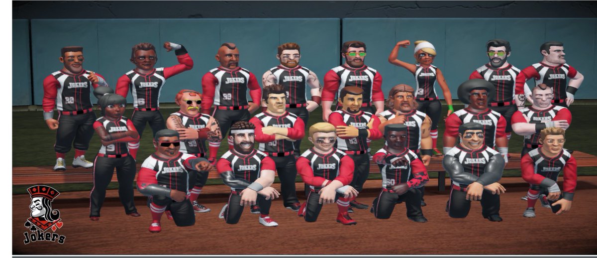 Team photo from <a href="/HeadBaseball/">Big Head Baseball</a> Season 4! We fought hard and grew together as a team!! Lets get ‘em in Season 5!!! #GoJokers!!! #BigHeadBaseball 

Special thanks to @CherrybombBill for the photo!