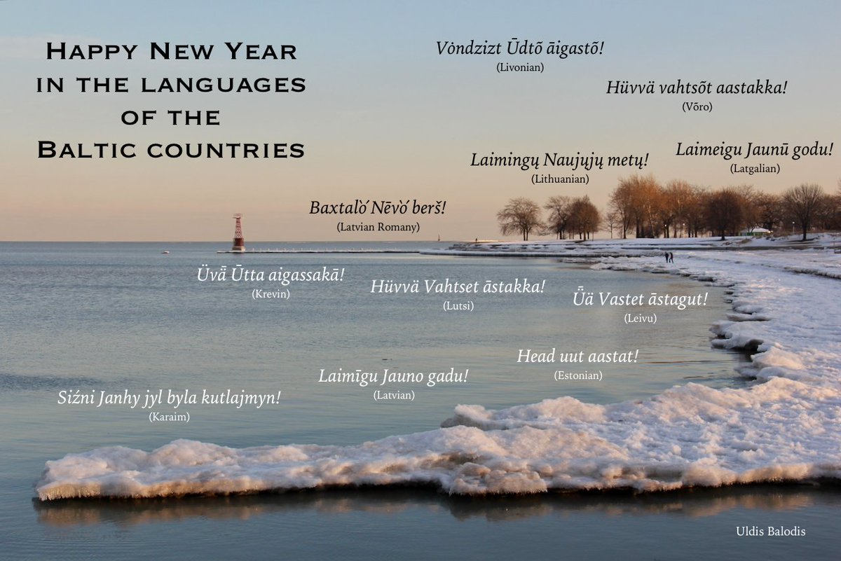 uldis_balodis's tweet photo. It's midnight in the Baltic countries, so happy new year in their languages! https://t.co/xzq3UKGovL