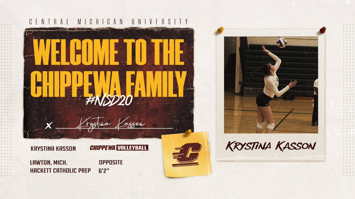 CMUVolleyball's tweet image. 🗣 Krystina Kasson is officially a Chippewa‼️

Congratulations and welcome to CMU!

#FireUpChips 🔥⬆️ 🏐