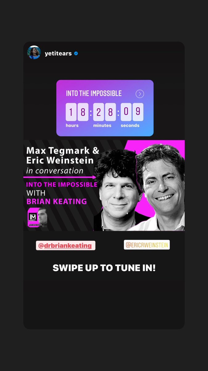 DrBrianKeating's tweet image. Preserved in digital amber, witnessed by Max @Tegmark: @EricRWeinstein commits to publishing a paper on #GeometricUnity in 2021!
youtube.com/watch?v=qRmbQP…