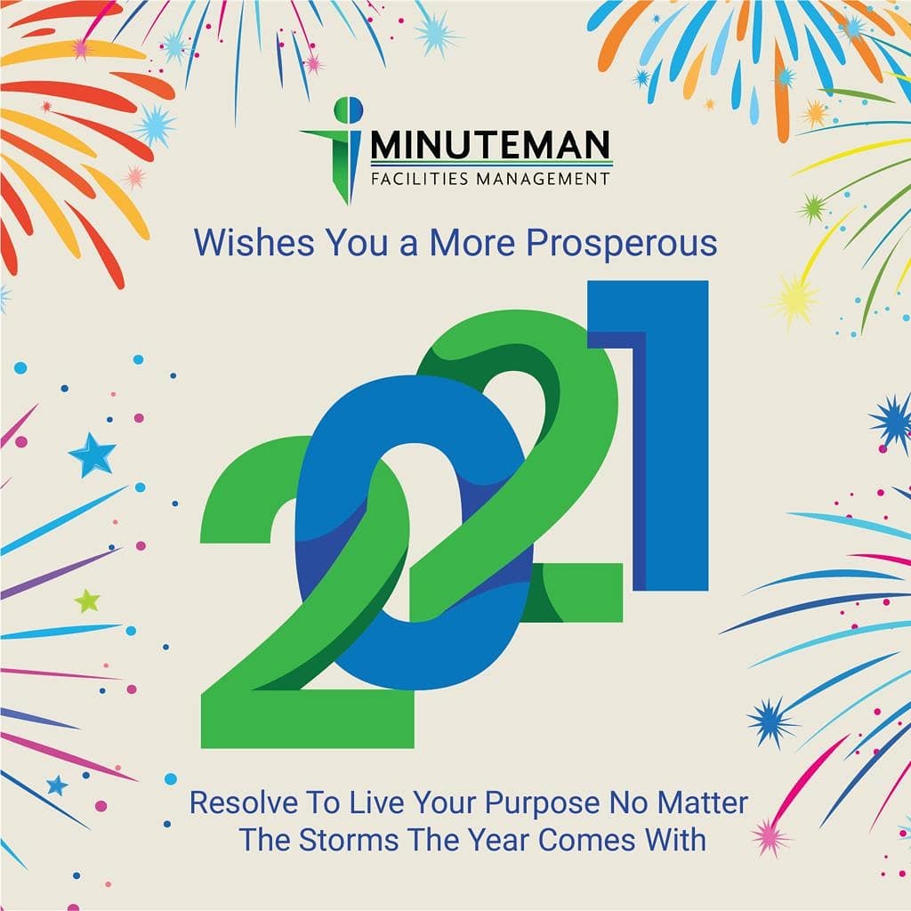 As we embrace the year, let's resolve to push our plans to success regardless of what life throws us in 2021.

Happy New Year!!! 

#minutemanfm
#cleaningservice #2021calendar #successmindset #BraceTheSTORm
#newyearresolution2021 #readytoserve #cleaningexperts