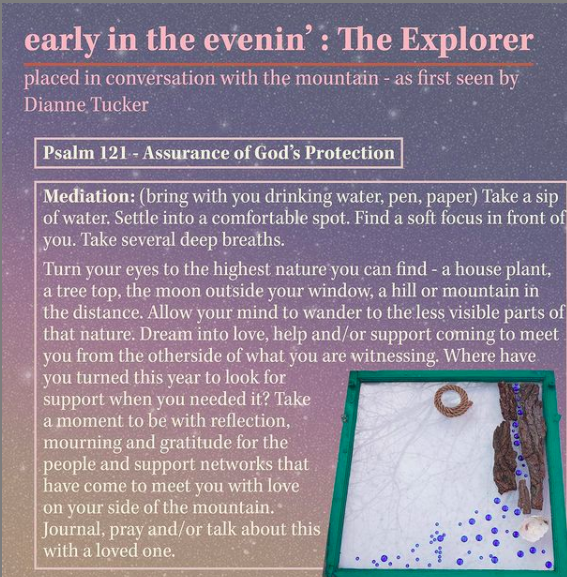 ColoredGirlsMus's tweet photo. early in the evenin’: THE EXPLORER
Placed in conversation with the mountain- as first seen by Dianne Tucker

Can you see? Will you look?
Water passes through rocks, nourishing plants and moving life to make us pathways
OH! Explorer you, can you see? Will you look?

——— https://t.co/byTtWe24Jp