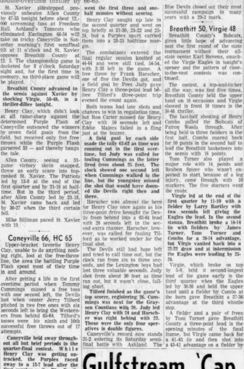 KYHSHistory's tweet photo. Are you kidding me? Caneyville (Who? First trip to state) got to the Final Four in '62 with a double-OT afternoon 66-65 thriller over might Henry Clay at Freedom Hall.F
Felled a day later in the semis by mighty Ashland, 73-49.
Salute Purple Flash! https://t.co/drbPaAqA9e