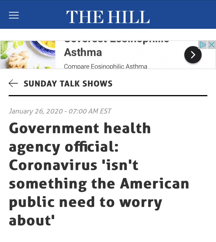 #9: Early COVID coverage I tried to cut some slack on early coronavirus predictions. But it’s worth reflecting on the way we talked about the virus back when it first started & how many people were so confidently wrong, like  @Slate,  @USATODAY,  @thehill &  @businessinsider.