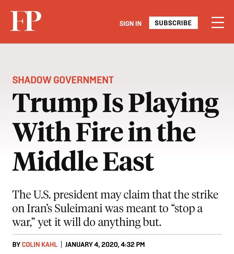 #6: War with IranSpeaking of things we were promised, by now we should be months into war with Iran, to hear  @ForeignPolicy,  @AP,  @CNN, and  @Reuters tell it (among MANY others).That a potential war doesn’t even crack the top 5 is a testament to the year we’ve had.