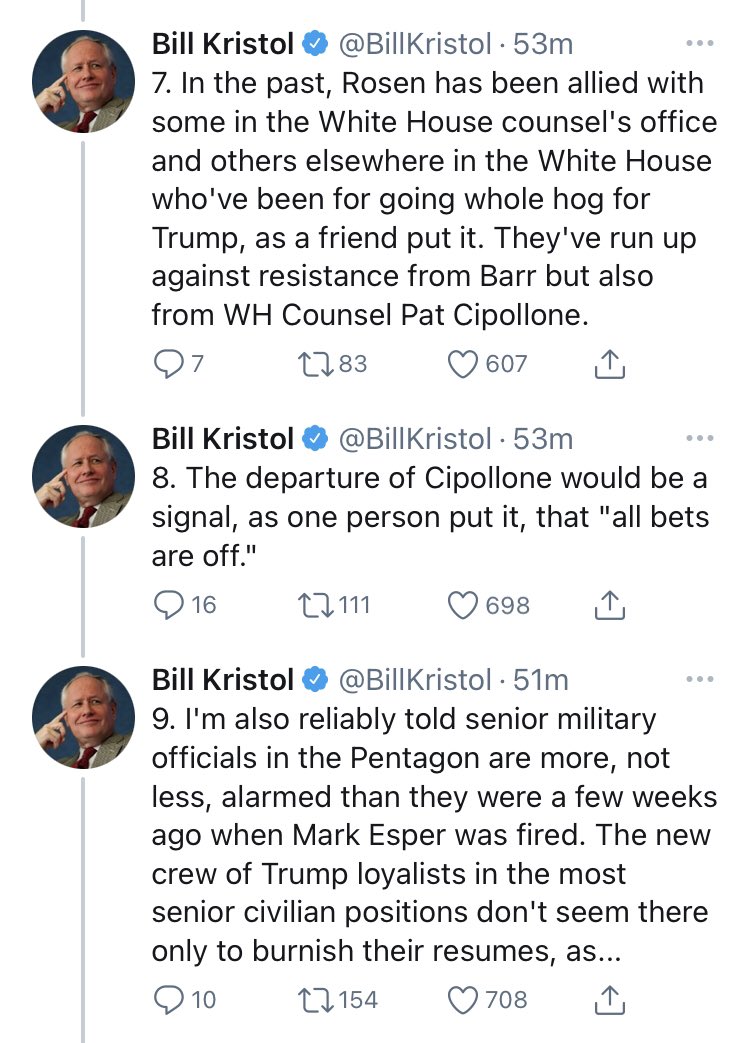 Honorable Mention: whatever this was from  @BillKristol. Still trying to sort through this one, but I couldn’t leave it out, especially after he doubled down on it today. No Insurrection Act yet, anyway.