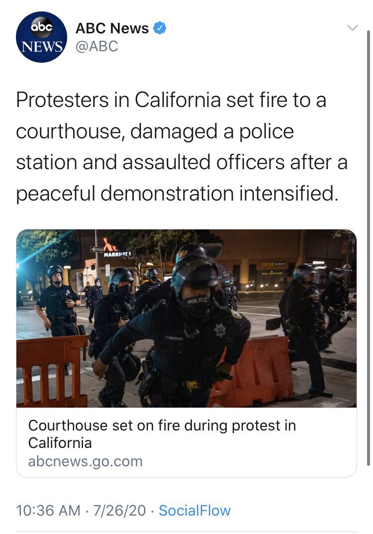 #2: “Mostly peaceful” protestsIn the last few months, America saw its most violent & destructive riots in decades. Despite this, the media insisted that these were “mostly peaceful” protests.This gets bonus points for ubiquity, including:  @ABC,  @USATODAY,  @CBSNews &  @Reuters.