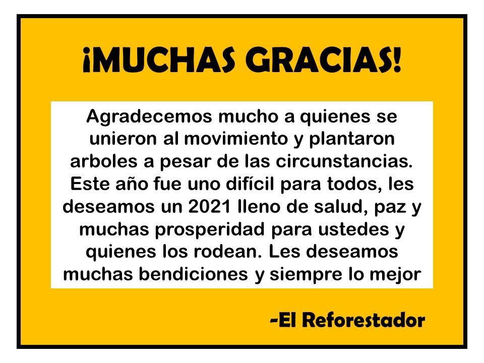 ReforestadorEl's tweet photo. Feliz Año Nuevo a todos! Cuídense mucho. Tomen sus medidas y disfruten. Les mandamos los mejores deseos para el próximo año 🌳 https://t.co/zZk0FViDjY