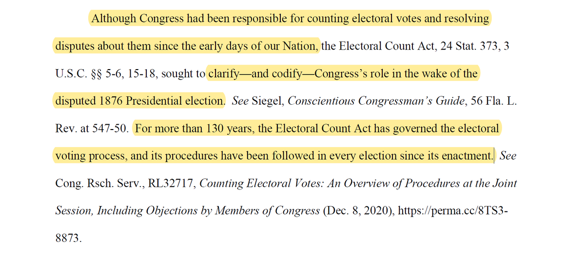 Good work pointing out that Congress has always been involved in the counting and dispute resolution process. That goes a good distance toward showing that Pence doesn't have the sweeping powers Gohmert is trying to invent.