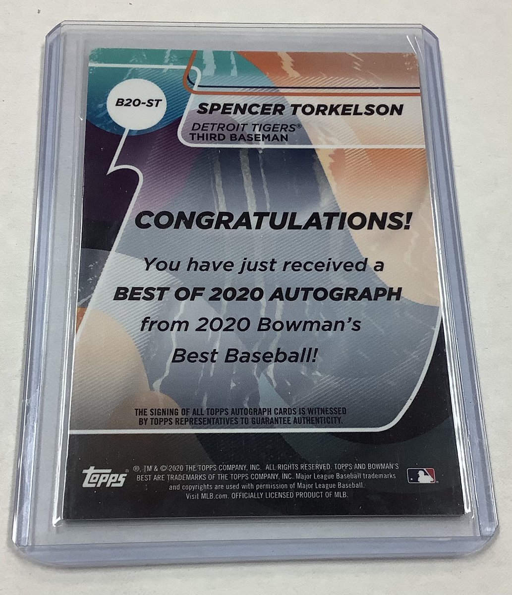 ptcomicscards's tweet image. Kyle H. ringing 🔔 in the New Year with this 🔥🔥 pull out of a 2020 Bowman’s Best Baseball box from the shop!! 🤩 An Autographed card of Detroit Tigers #1 Draft Pick and Top Prospect, @spennyt !!😳 Congrats and Thanks, Kyle! #CustomerPulls #DowntownLakeOrion #Topps #BowmansBest