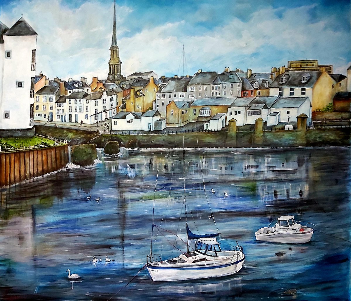 Happy New Year To all. A painting of the North Harbour in Ayr Scotland. By Michelle Harrison