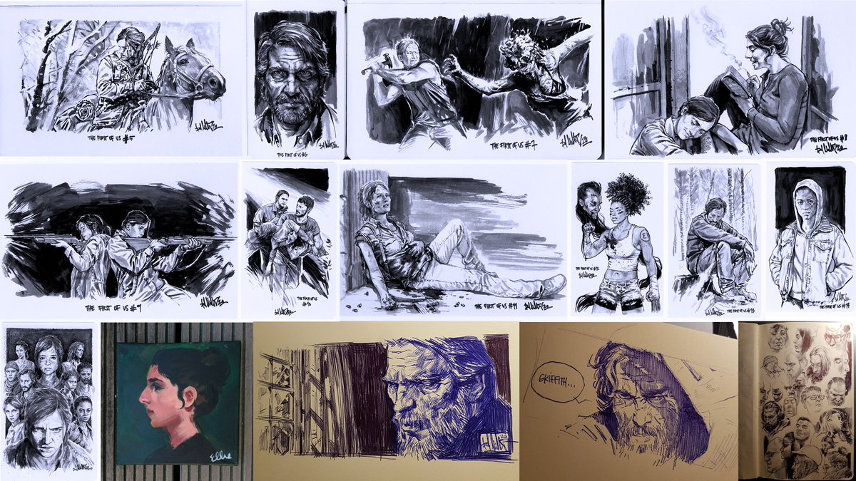 #artsummary2020 #art2020: this year was special. There was a lot of #TheLastofUs related art since #TheLastofUsPartII finally came out, but also #TheFirstOfUs had its first release. I am happy to have created significantly more analog than digital works. 4 sheets against... (1/2) 