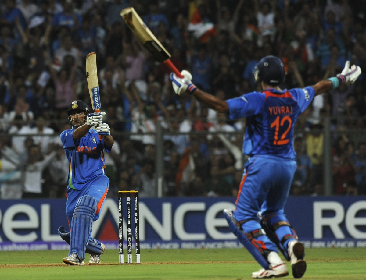 2011 WCDhoni finishes off in style...It's a magnificent hit into d crowd....India lift d WC after 28yrsss.....It's been d ind captain this has been magnificent in d nyt of d final!!!