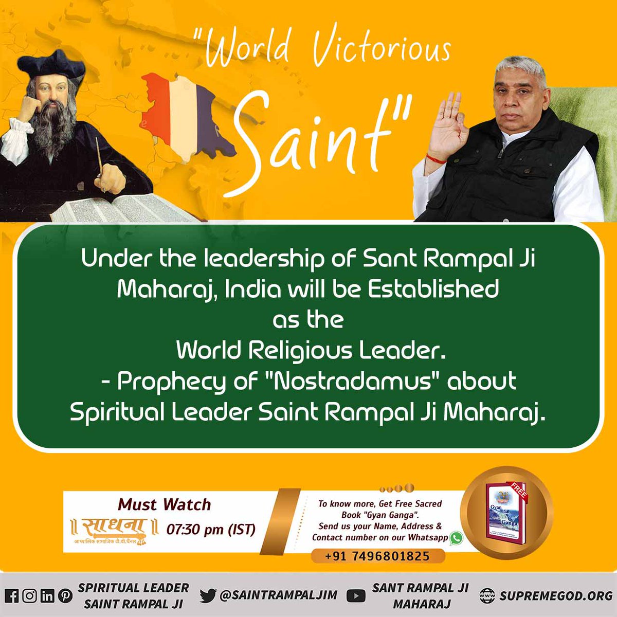 Visheshwar56's tweet photo. #BiggestRevelationOf2021 नास्त्रेदमस के अनुसार वह तत्वदर्शी संत अपने तत्वज्ञान का सत्संग करके प्रथम अज्ञान निंद्रा में सोए हुए हिंदुओं को जागृत करके अंधविश्वास के आधार पर साधना कर रहे श्रद्धालुओं को गहरे ज्ञान का प्रकाश करेगा।
वह महापुरुष संत रामपाल जी ही हैं।
#The_Messiah https://t.co/D9nInUR1YI