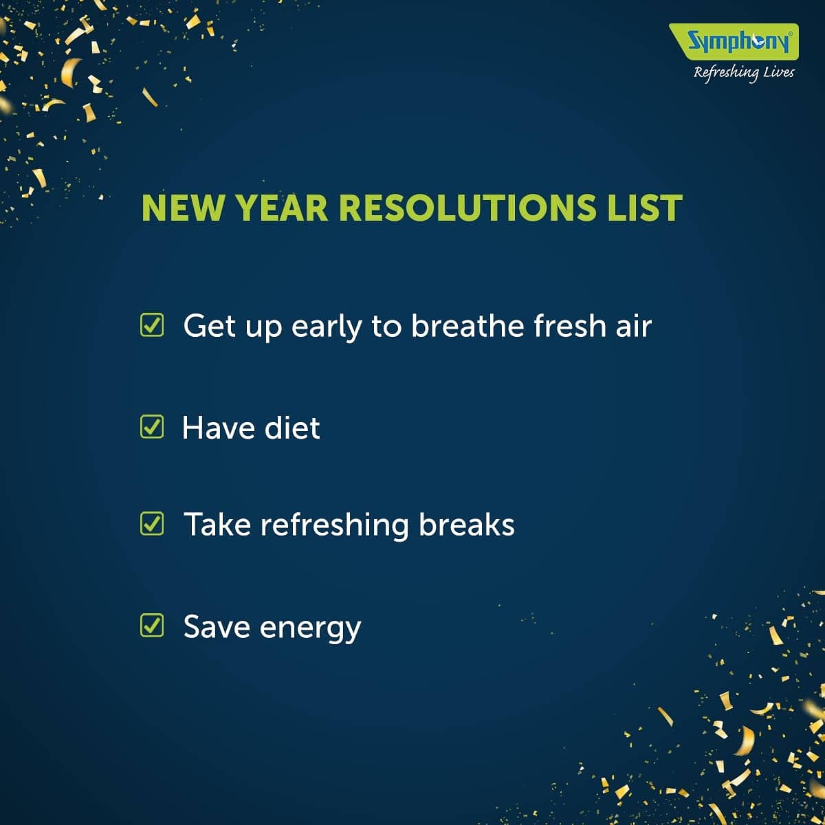 symphonylimited's tweet photo. Take it easy! Relax, rejuvenate & enjoy a great year ahead with your loved ones & Symphony.
#unlockresolutions #unlockrefreshment #newyeargoals #stayrefreshed #HappyNewYear #welcome2021 https://t.co/XNCOGEaXo1