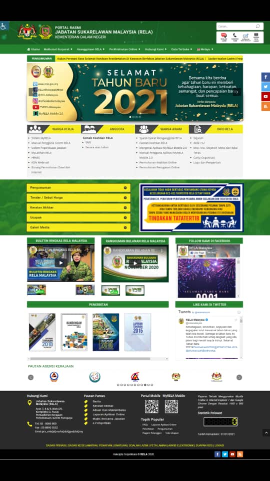 Makluman Peralihan Portal Rasmi RELA Malaysia yang baharu.

Bermula 1 Januari 2021, portal berkenaan boleh dicapai melalui pautan URL sedia ada iaitu :
rela.gov.my
Sekian, harap maklum dan Selamat Tahun Baru 2021.
<a href="/KDNPUTRAJAYA/">KDN🇲🇾</a>
<a href="/dhzhamzah/">Hamzah</a>
<a href="/yahyakgc/">Yahya Sulaiman</a>
<a href="/kamarudin_rapig/">Kamarudin Mohd Rapig</a>