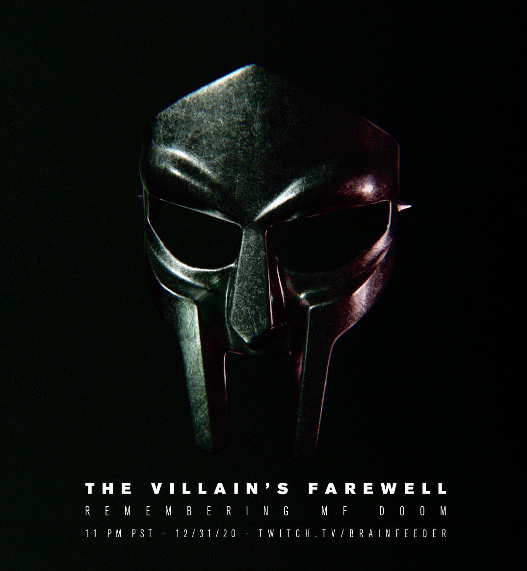 Tonight we celebrate and honor the villain as we finish off this crazy year. ‘The Hit’ crew put together a beautiful tribute. Our marathon is live now but, Tune in tonight at 11pm pst twitch.tv/brainfeeder 🖤 @mfdoom