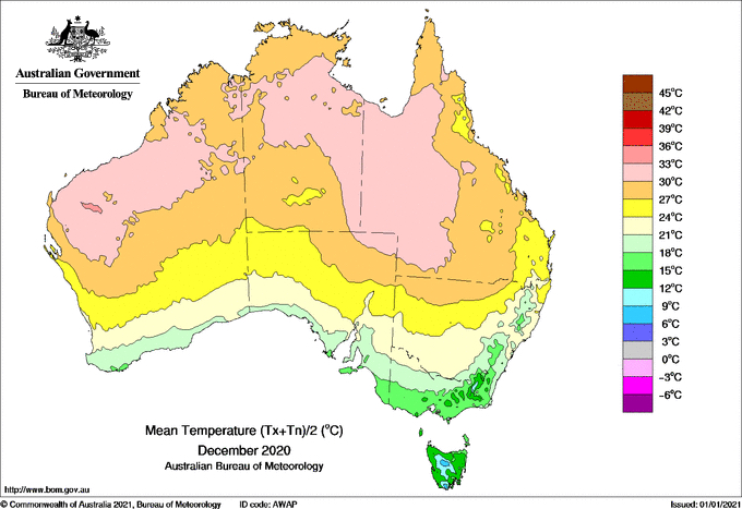 Ben_Domensino's tweet photo. For only the 2nd time in 111 years of records, December was cooler than November in Australia (by about half a degree). Images: @BOM_au https://t.co/Bm2rVaI9vq