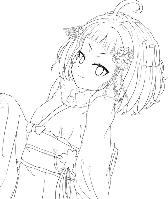 こちら線画(一部)です
もこもこの部分ってどうかくんだろ
髪の毛とかポニテにしたほうが良かったかもしれない
みゃこせんぱい他に髪型どんなのが似合うんだろう 