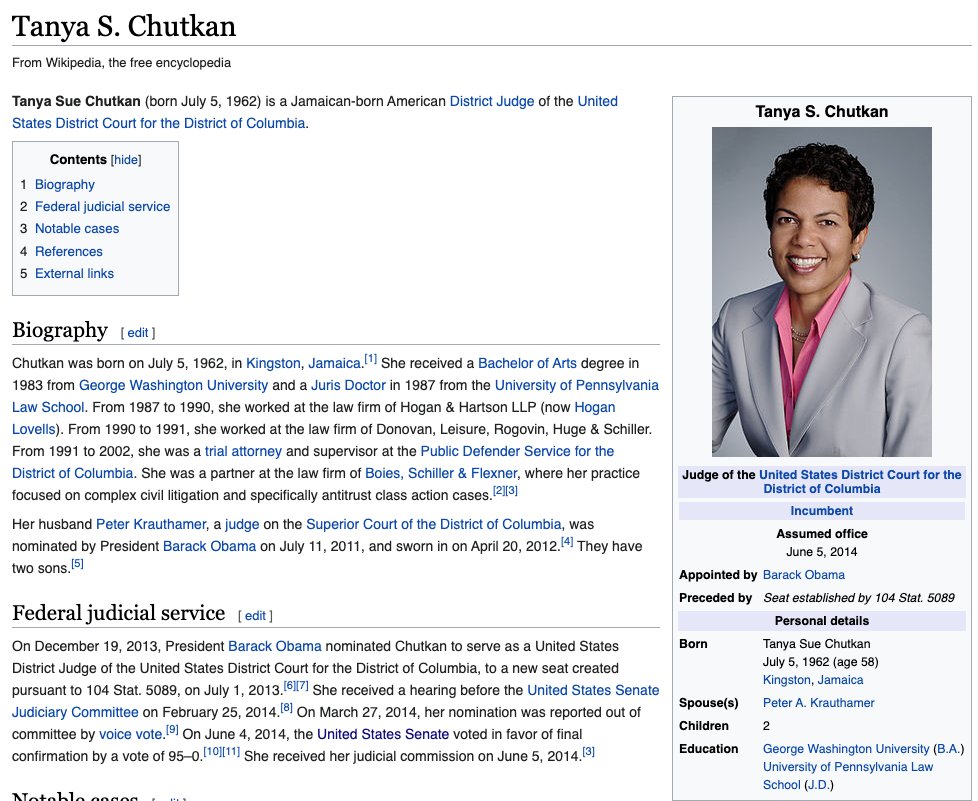 District Judge Tanya Chutkan is Jamaican-born, which is honestly, despite everything else, still one of the coolest things about America