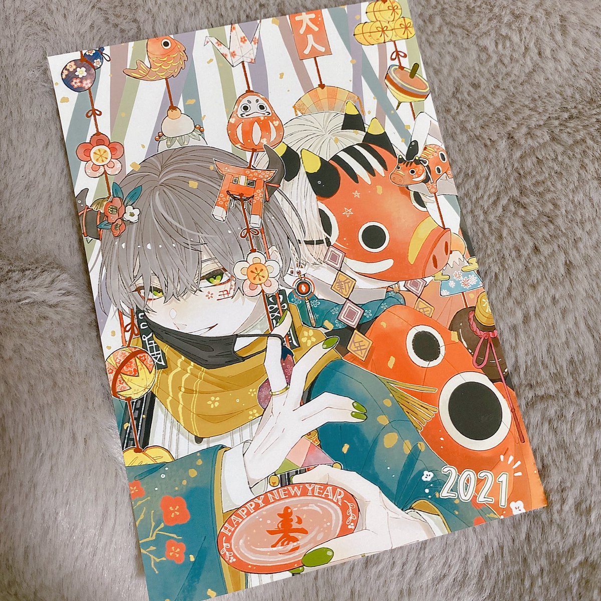 ネットプリント試し刷り 1枚目セブンでネップリしたハガキとl判 2枚目ファミ しらまめのイラスト