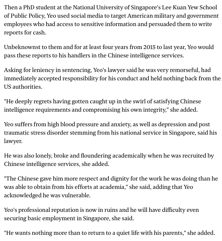 there are sooo many angles here"depression and PSTD from his NS in Singapore"  "lonely, broke and floundering academically""Chinese gave him respect and dignity... he was unable to obtain from his effort at academia" 