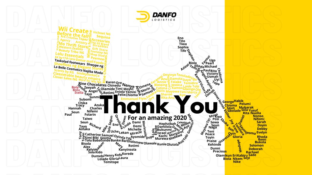 danfologistics's tweet photo. Happy New Year, thank you for an amazing 2020, may this year deliver good tidings. 
P.S. find your name 😁😁😁 #Owa https://t.co/HaoIvcQz2L