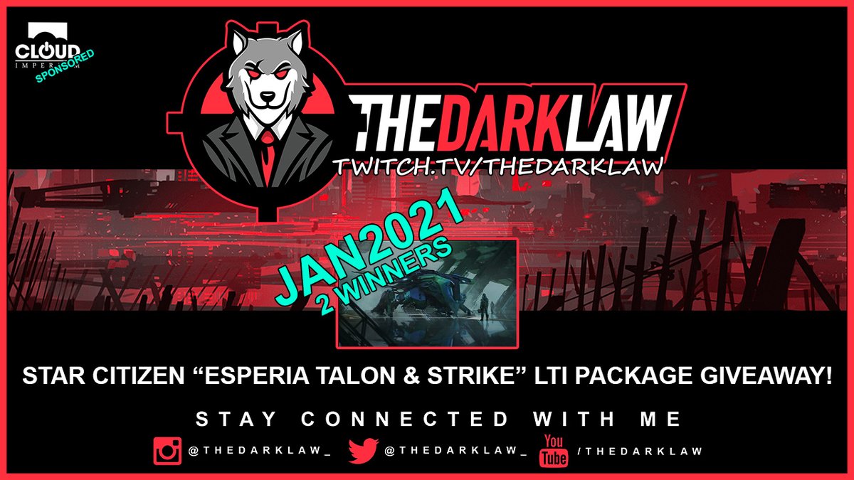 TheDarkLawTV's tweet image. Ladies &amp;amp; Gentlemen! January 2021, The Darkness is giving away a #StarCitizen Esperia Talon &amp;amp; Shrike (LTI) Gamepack to two lucky winners!

@CloudImperium / @RobertsSpaceInd #Ad

gleam.io/Py4Iy/the-dark…

Good luck to everyone! :D