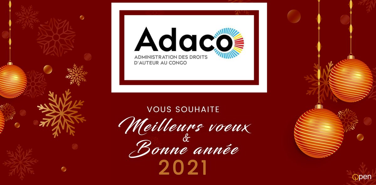 ADACO remercie ses affiliés (artistes, auteur,..) pour l'année 2020 et présente ses meilleurs vœux de nouvel an 2021 à tous 🎄🥳
#bonneannee2021  #nouvelan2021 #droitsdauteur