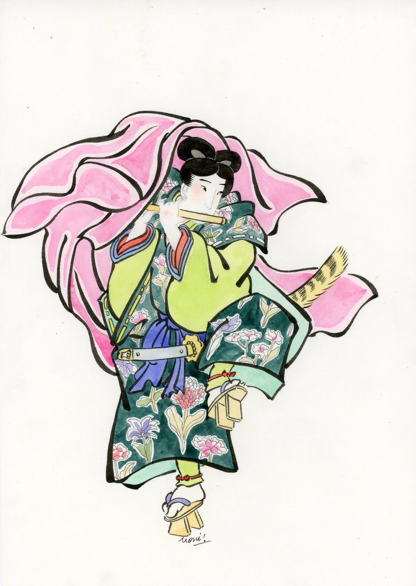 Monica 浮世絵師 抽象画家 あけましておめでとうございます 牛 若丸です 今年もよろしくお願い致します 浮世絵 牛若丸