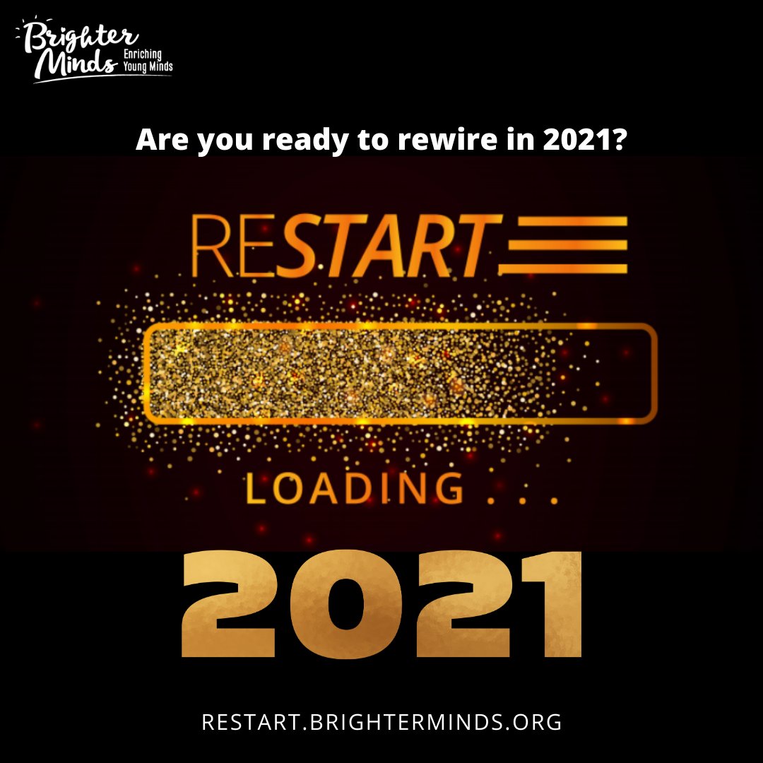 Brighter Minds wishes you a very Happy New Year! Rewire with our new RESTART Online program - restart.brighterminds.org and make 2021 a year or learning and growth! #NewYear #RestartIn2021 #BrighterMinds #BrainTraining #NewYearNewYou