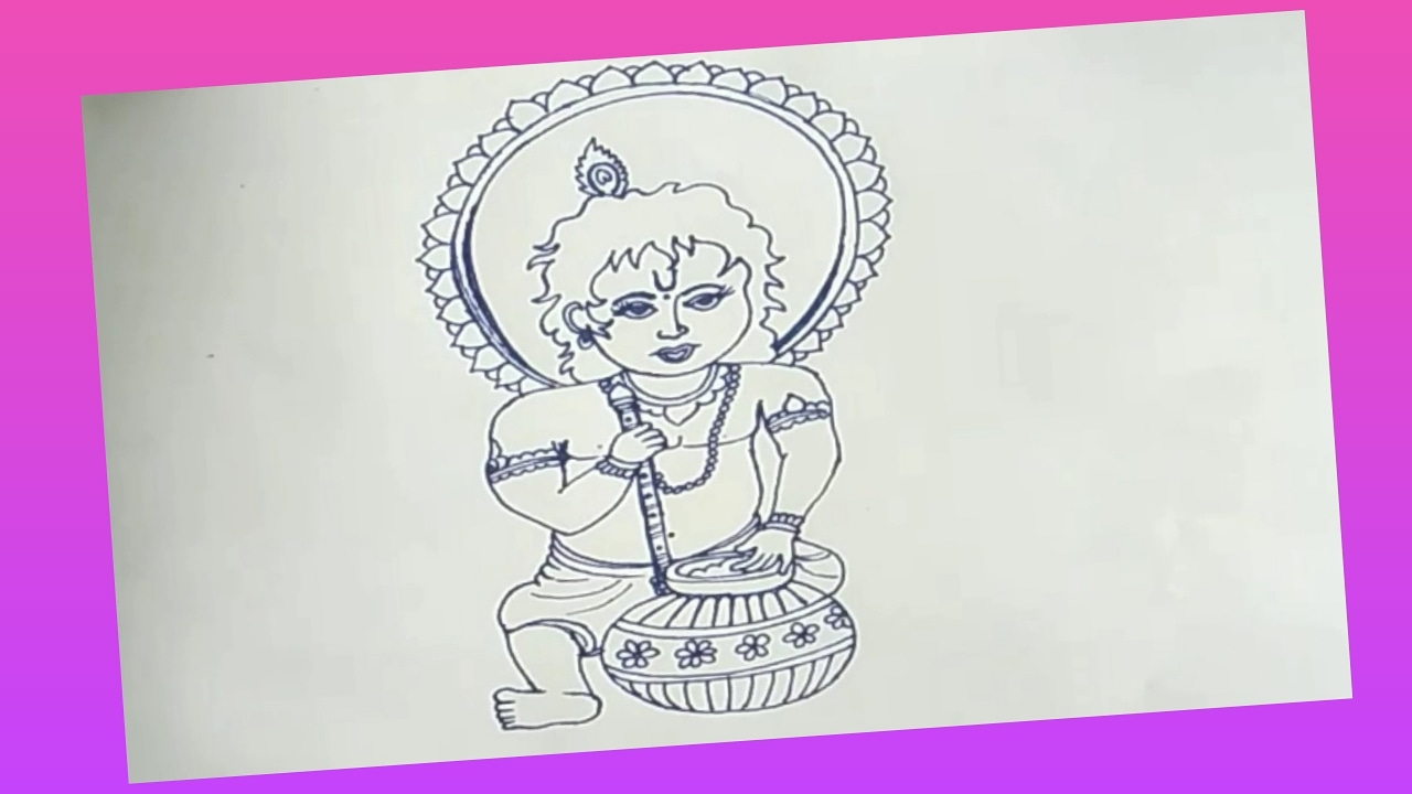 Pencil Sketch  Lord Krishna