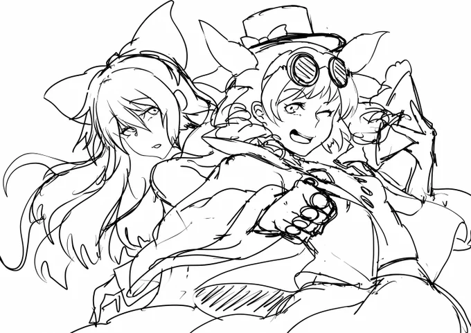 ラフにございます。依神姉妹は同人で出したけどキャラデザがアレだった苦い思い出があります。今回は納得いくまでやるぞー! 