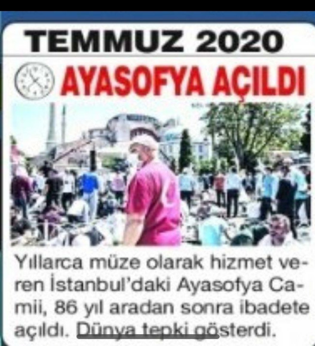 Biz Ayasofya Camii açılırken sevinç gözyaşları dökmüştük...
Meğer içimizdeki bazıları, Yunanlılar gibi felaket bilmiş, keder içinde kalmış, hüzün gözyaşları akıtmış...