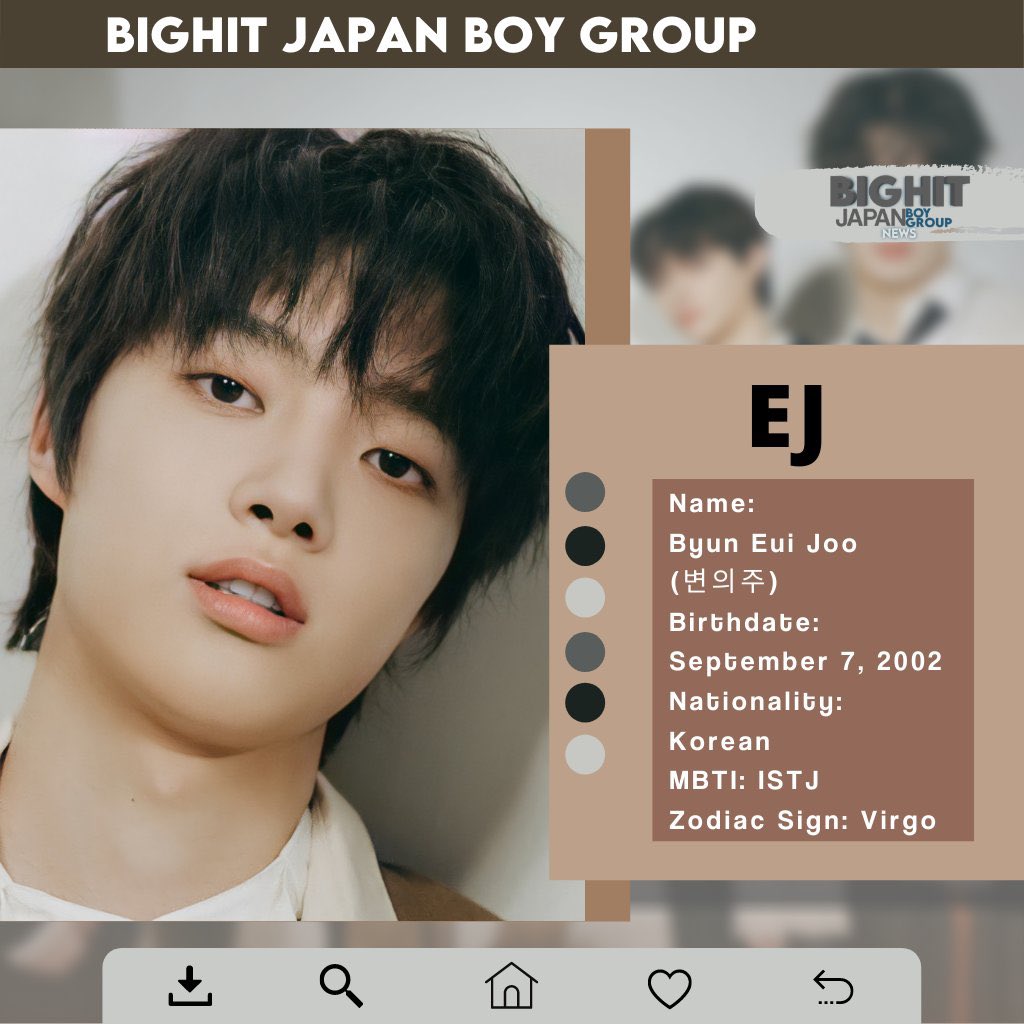 andteamnews's tweet photo. BIGHIT JAPAN BOY GROUP MEMBERS PROFILE (1/2)

#케이 #니콜라스 #의주 #경민 #타키
#K #NICHOLAS #EJ #KYUNGMIN #TAKI https://t.co/qtLhckX4R2
