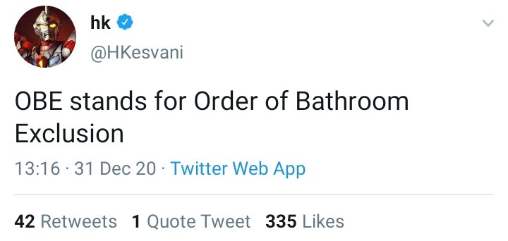 These are academics reacting to the news that a fellow academic has been awarded an OBE for services to higher education - but she doesn't play the 'men literally become women and should be given access to women's spaces if they say they are women' game