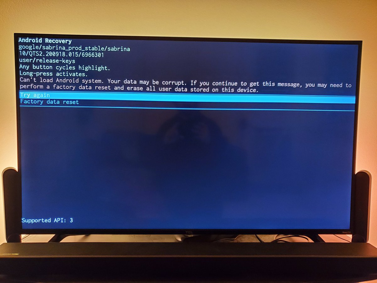 SSwapnasheel's tweet image. Out of nowhere @googlenest 
#corruptdata #googleTV 

And now I fear the next time this shows up, i might have to reset my device. And perform OOBE all over again.
Not a good experience google!