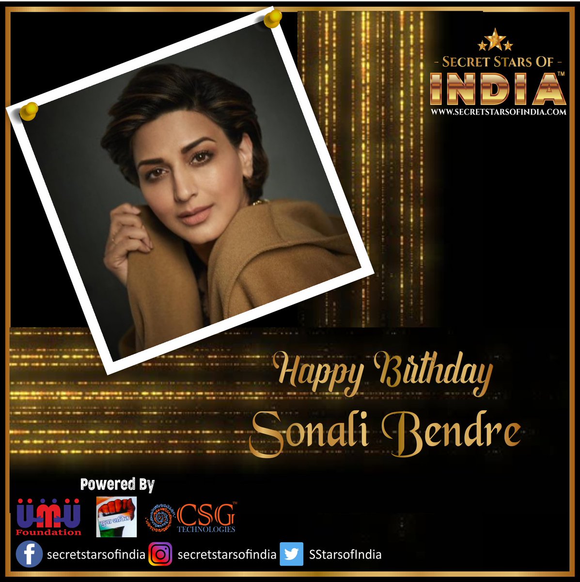 SStarsofIndia's tweet photo. Happy Birthday @iamsonalibendre 
From Secret Stars of India   

#SonaliBendre #Sonali #HBDSonali 
#HBDSonali #HappyBirthdaySonaliBendre #HappyBirthdaySonali #HappyBirthday 
#mahendersaluja #secretstarsofindia 
#secretstars #umadeus #umadeusfoundation https://t.co/PoohiZEeWd