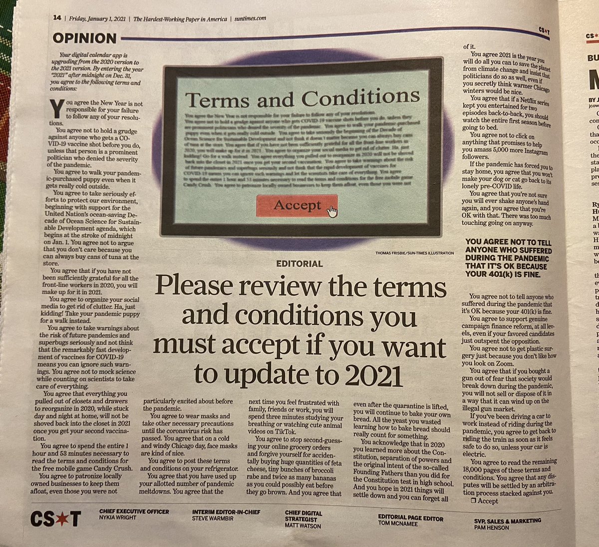 thomasfrisbie's tweet image. Here are the terms and conditions you signed up for in the fine print as you entered 2021. chicago.suntimes.com/platform/amp/2… #NewYear2021